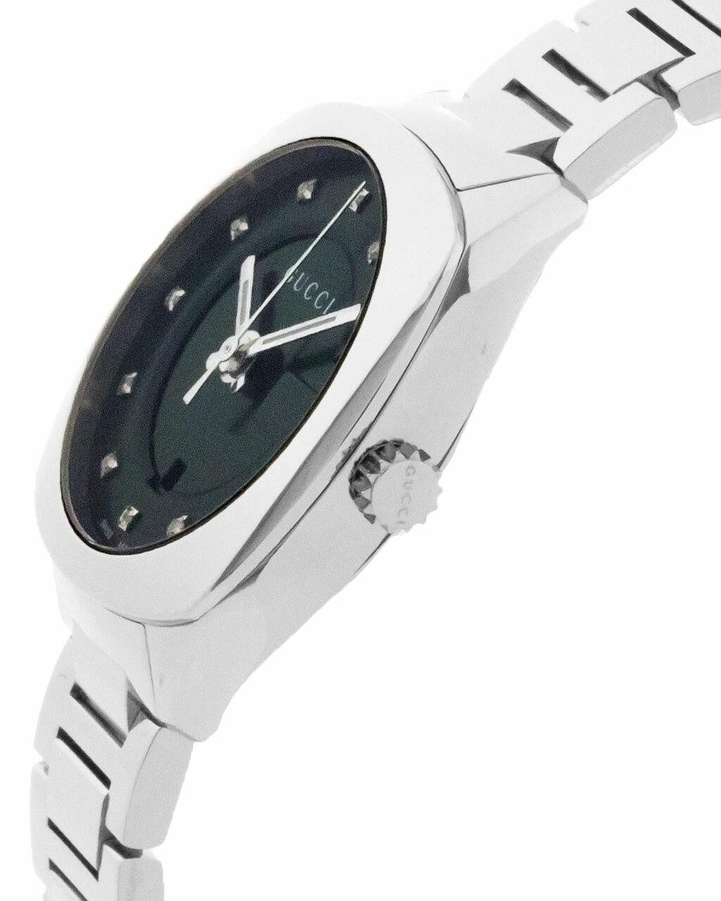  Shop Authentic Gucci GG2570 Diamonds Black Dial Silver Steel Strap Watch For Women - YA142503 - Luxxuri