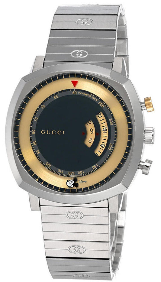  Shop Authentic Gucci Grip Chronograph Disney Black Dial Silver Steel Strap Watch For Men - YA157307 - Luxxuri