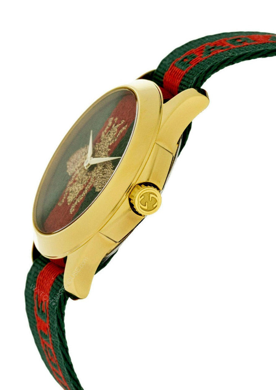  Shop Authentic Gucci G Timeless Quartz Green & Red Dial Green & Red NATO Strap Watch For Men - YA126487A - Luxxuri