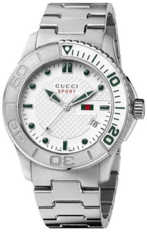  Shop Authentic Gucci G Timeless Silver Dial Silver Steel Strap Watch For Men - YA126232 - Luxxuri