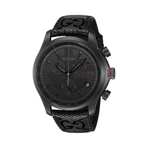  Shop Authentic Gucci G Timeless Quartz Chronograph Black Dial Black Leather Strap Watch For Men - YA126244 - Luxxuri
