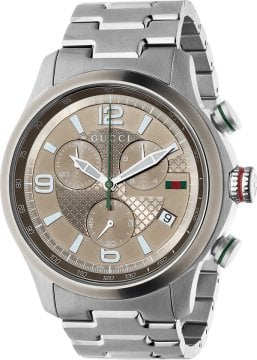  Shop Authentic Gucci G Timeless Brown Dial Silver Steel Strap Watch For Men - YA126248 - Luxxuri