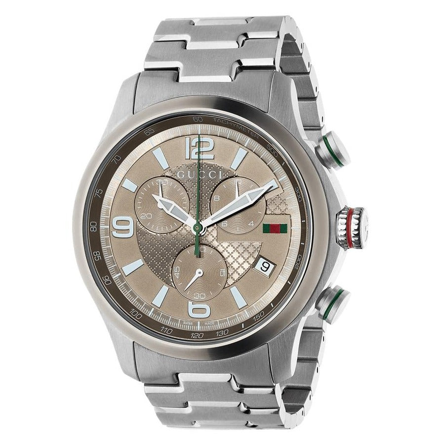  Shop Authentic Gucci G Timeless Brown Dial Silver Steel Strap Watch For Men - YA126248 - Luxxuri