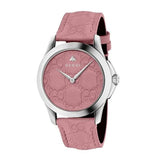  Shop Authentic Gucci G Timeless Quartz Candy Pink Dial Pink Leather Strap Watch For Women - YA1264030 - Luxxuri