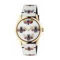  Shop Authentic Gucci G Timeless Quartz White Dial White Leather Strap Watch For Women - YA1264109 - Luxxuri
