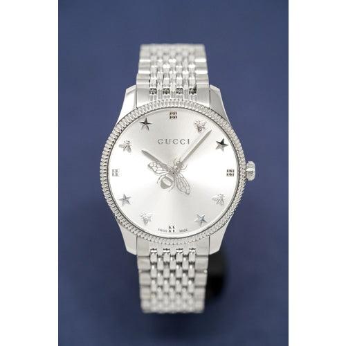  Shop Authentic Gucci G Timeless Quartz Silver Dial Silver Steel Strap Watch For Women - YA1264153 - Luxxuri