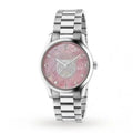  Shop Authentic Gucci G Timeless Quartz Mother of Pearl Pink Dial Silver Steel Strap Watch for Women - YA1264166 - Luxxuri