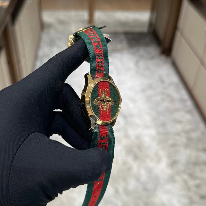  Shop Authentic Gucci G Timeless Quartz Green & Red Dial Green & Red NATO Strap Watch For Men - YA126487A - Luxxuri