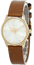  Shop Authentic Gucci G Timeless Quartz Silver Dial Brown Leather Strap Watch For Women - YA1265022 - Luxxuri