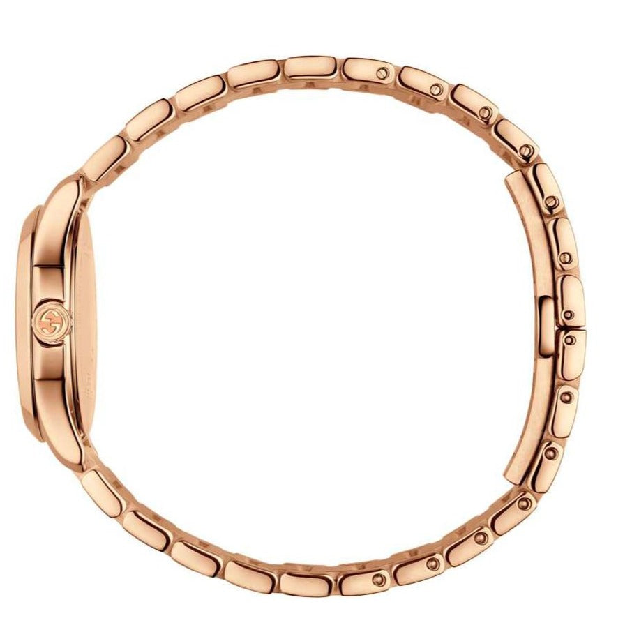  Shop Authentic Gucci G Timeless Quartz Rose Gold Dial Rose Gold Steel Strap Watch For Women - YA126567 - Luxxuri