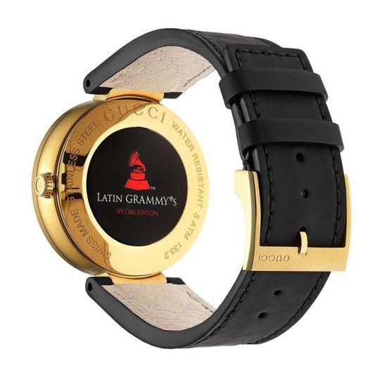  Shop Authentic Gucci Interlocking Special Edition Grammy Black Dial Black Leather Strap Watch For Men - YA133208 - Luxxuri