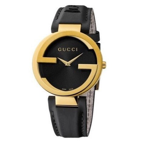  Shop Authentic Gucci Interlocking G Grammy Special Edition Black Dial Black Leather Strap Watch for Women - YA133312 - Luxxuri