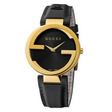  Shop Authentic Gucci Interlocking G Grammy Special Edition Black Dial Black Leather Strap Watch for Women - YA133312 - Luxxuri