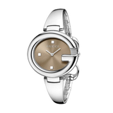  Shop Authentic Gucci Guccissima Brown Dial Silver Steel Strap Watch For Women - YA134302 - Luxxuri