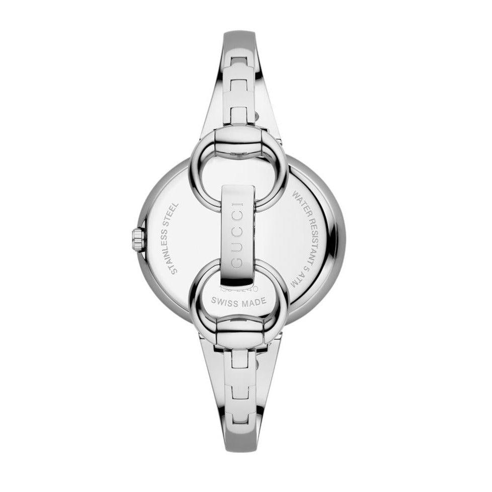  Shop Authentic Gucci Guccissima Diamonds Mother of Pearl Dial Silver Steel Strap Watch For Women - YA134303 - Luxxuri