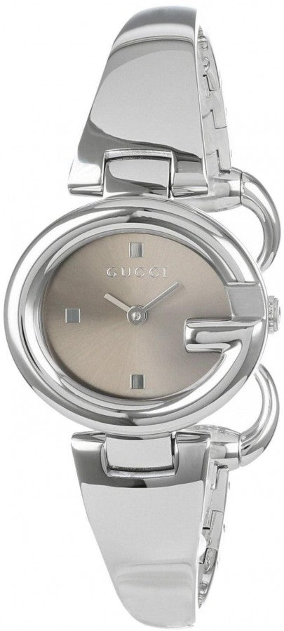  Shop Authentic Gucci Guccissima Quartz Diamonds Brown Dial Silver Steel Strap Watch For Women - YA134503 - Luxxuri
