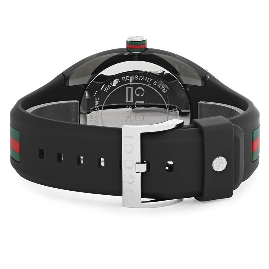  Shop Authentic Gucci Sync XXL Quartz Black Dial Black Rubber Strap Watch For Men - YA137101 - Luxxuri