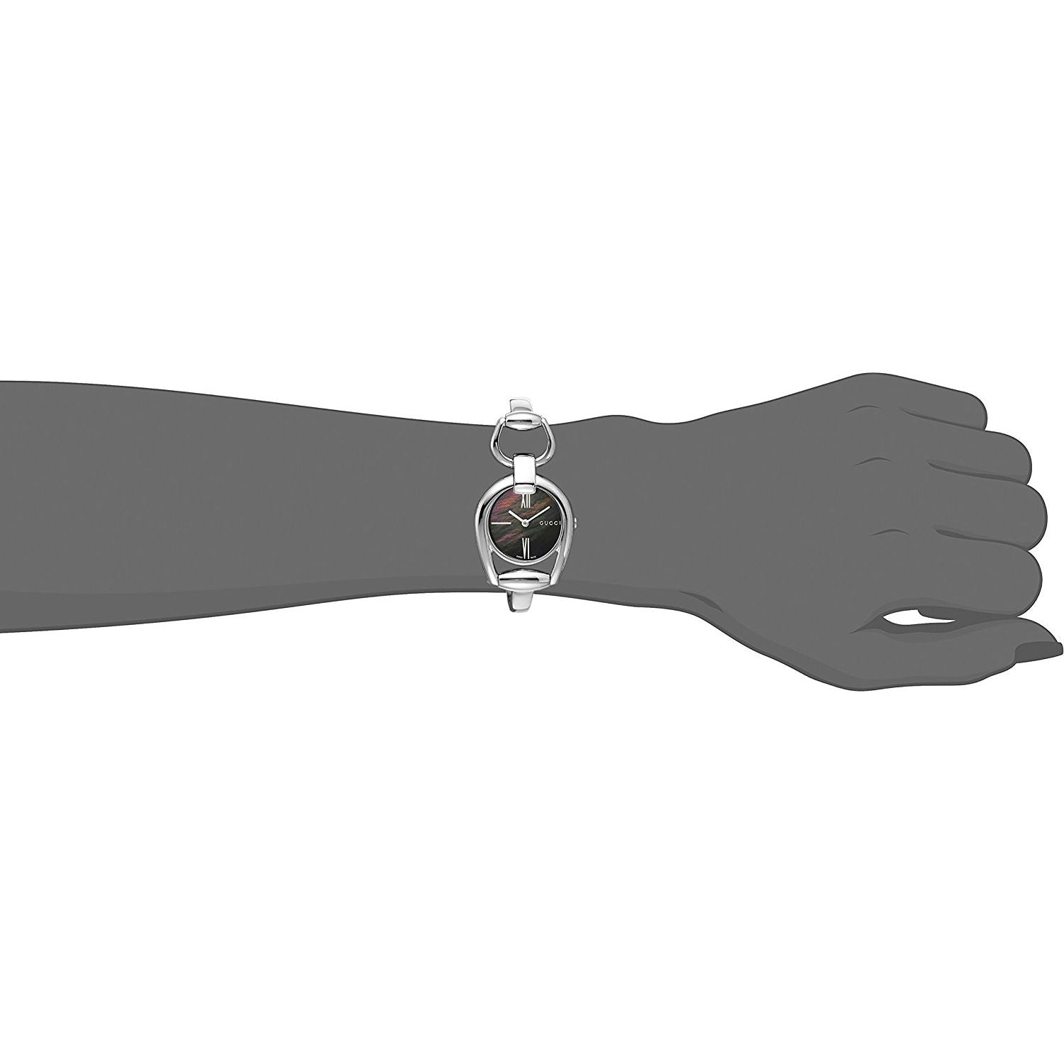  Shop Authentic Gucci Horsebit Collection Mother of Pearl Black Dial Silver Steel Strap Watch For Women - YA139503 - Luxxuri