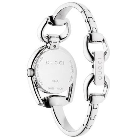  Shop Authentic Gucci Horsebit Collection Mother of Pearl Black Dial Silver Steel Strap Watch For Women - YA139503 - Luxxuri