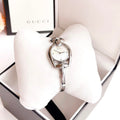  Shop Authentic Gucci Horsebit Collection Diamonds Mother of Pearl Dial Silver Steel Strap Watch For Women - YA139506 - Luxxuri