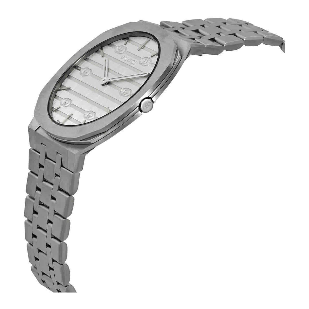  Shop Authentic Gucci 25H Quartz Silver Dial Silver Steel Strap Watch For Women - YA163402 - Luxxuri