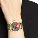  Shop Authentic Gucci G Timeless Floral Brown Dial Brown Leather Strap Watch For Women - YA1264038 - Luxxuri