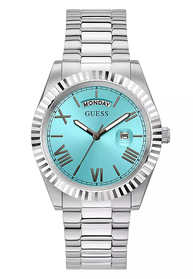  Shop Authentic Guess Connoisseur Turquoise Dial Silver Steel Strap Watch for Men - GW0265G11 - Luxxuri