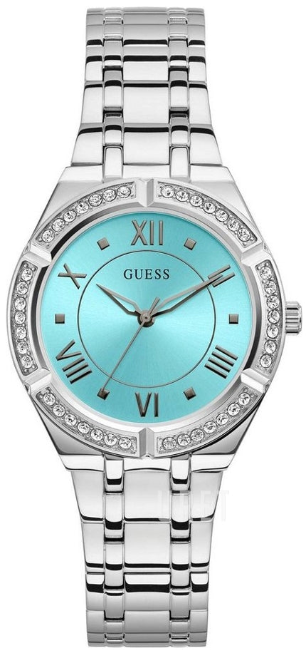  Shop Authentic Guess Cosmo Diamonds Turquoise Dial Silver Steel Strap Watch for Women - GW0033L7 - Luxxuri
