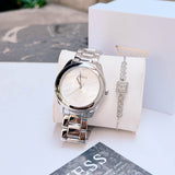  Shop Authentic Guess Cubed Analog Silver Dial Silver Steel Strap Watch For Women - GW0606L1 - Luxxuri
