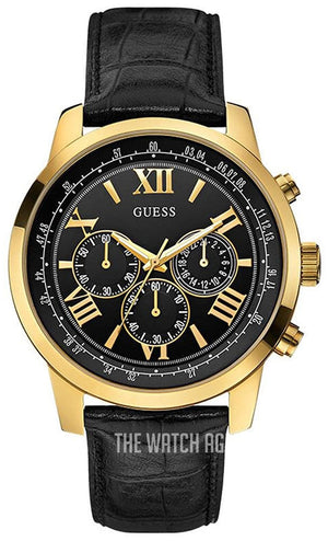  Shop Authentic Guess Horizon Chronograph Quartz Black Dial Black Leather Strap Watch For Men - W0380G7 - Luxxuri