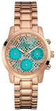  Shop Authentic Guess Mini Sunrise Multi Function Analog Turquoise Dial Rose Gold Steel Strap Watch For Women - W0448L8 - Luxxuri