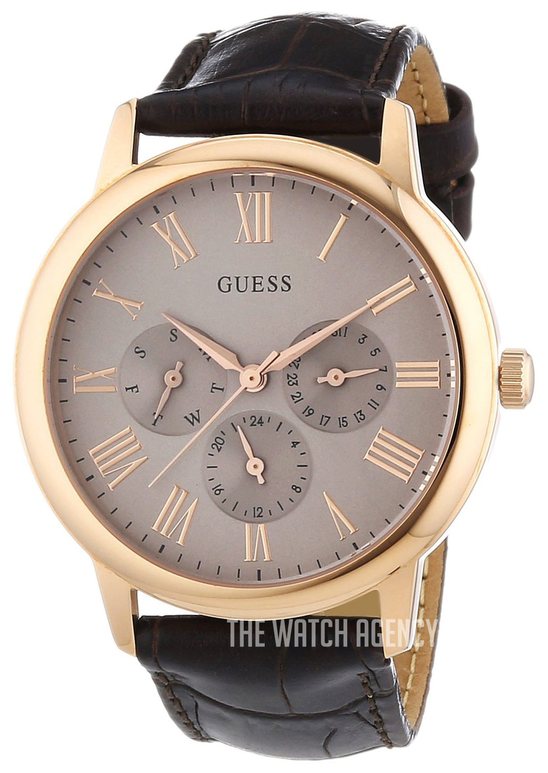  Shop Authentic Guess Wafer Quartz Beige Dial Brown Leather Strap Watch For Men - W0496G1 - Luxxuri