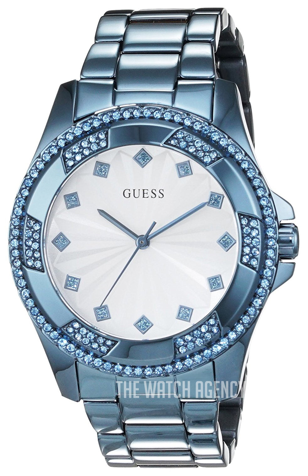  Shop Authentic Guess Pinwheel Analog Silver Dial Blue Steel Strap Watch for Women - W0702L1 - Luxxuri