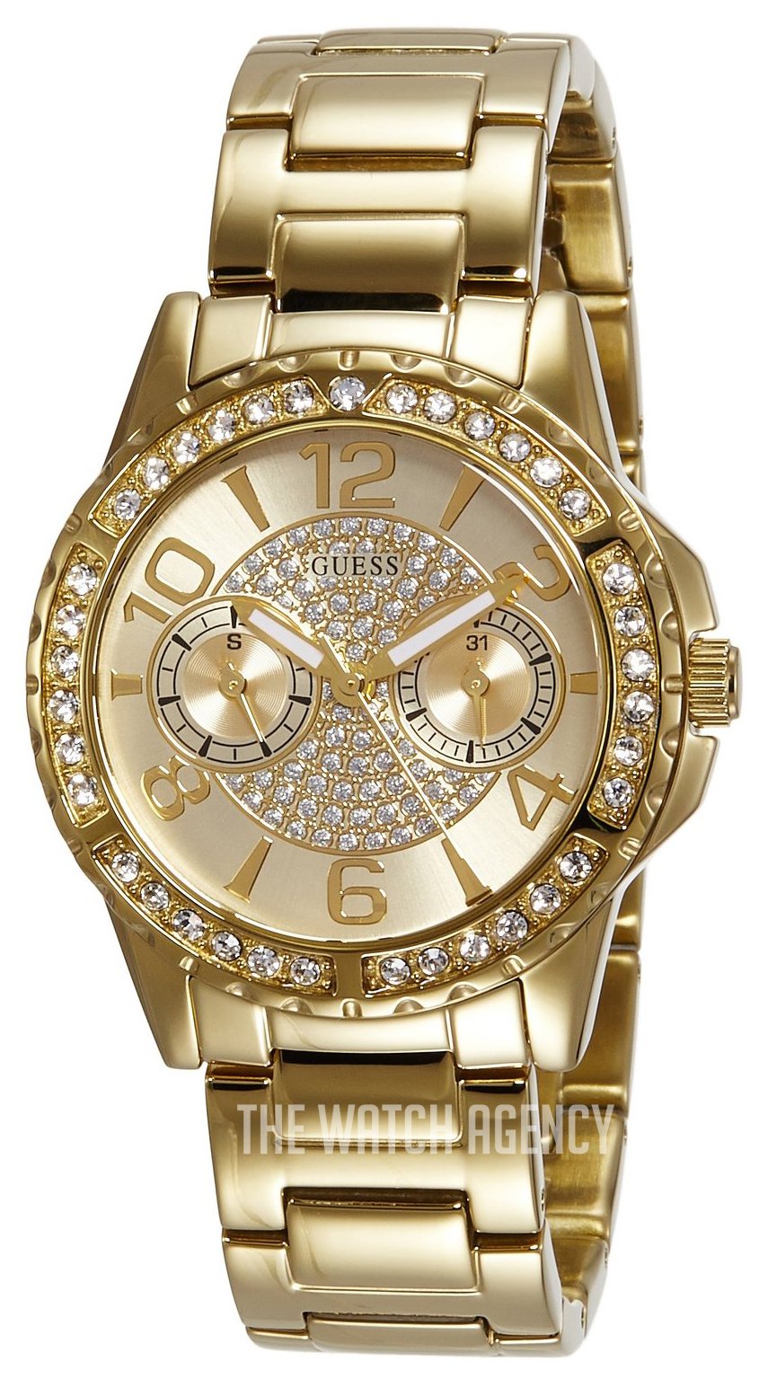  Shop Authentic Guess Sassy Analog Quartz Gold Dial Gold Steel Strap Watch For Women - W0705L2 - Luxxuri
