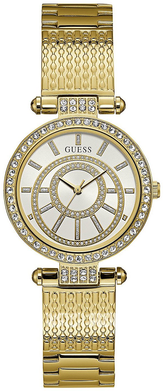  Shop Authentic Guess Muse Crystals White Dial Rose Gold Steel Strap Watch For Women - W1008L2 - Luxxuri