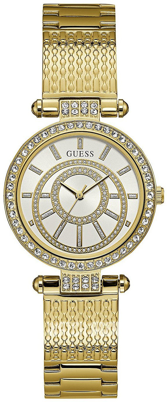  Shop Authentic Guess Muse Crystals White Dial Rose Gold Steel Strap Watch For Women - W1008L2 - Luxxuri