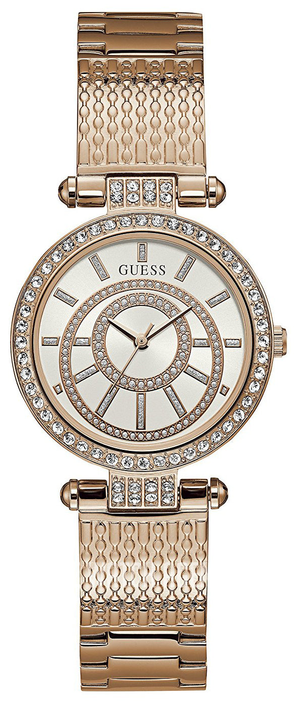  Shop Authentic Guess Muse Quartz Silver Dial Rose Gold Steel Strap Watch For Women - W1008L3 - Luxxuri