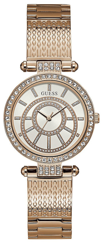  Shop Authentic Guess Muse Quartz Silver Dial Rose Gold Steel Strap Watch For Women - W1008L3 - Luxxuri