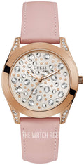  Shop Authentic Guess Wonderlust Beige Dial Pink Leather Strap Watch for Women - W1065L1 - Luxxuri
