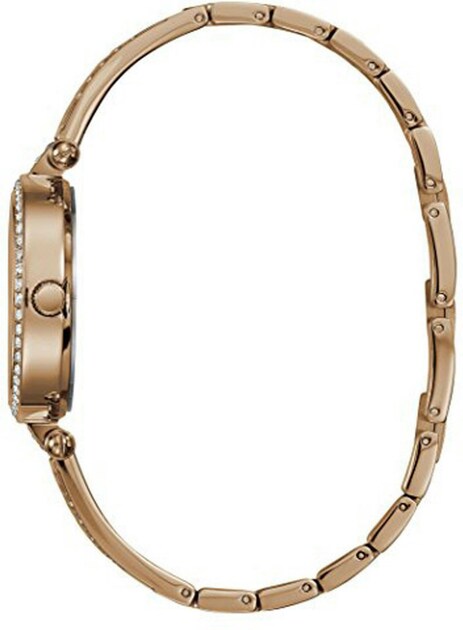 Guess Muse Quartz Silver Dial Rose Gold Steel Strap Watch For Women - W1008L3