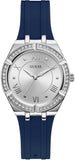  Shop Authentic Guess Cosmo Diamonds Silver Dial Blue Rubber Strap Watch for Women - GW0034L5 - Luxxuri