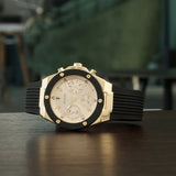  Shop Authentic Guess Athena Gold Dial Black Rubber Strap Watch For Women - GW0030L2 - Luxxuri