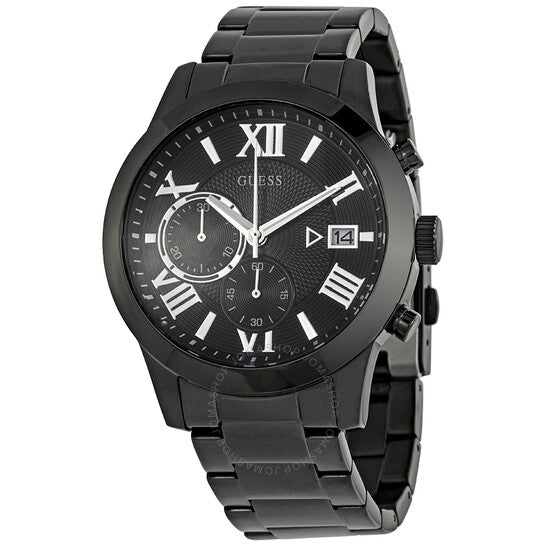  Shop Authentic Guess Atlas Chronograph Black Dial Black Steel Strap Watch For Men - W0668G5 - Luxxuri