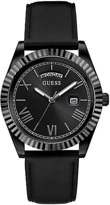  Shop Authentic Guess Connoisseur Black Dial Black Leather Strap Watch For Men - GW0353G1 - Luxxuri