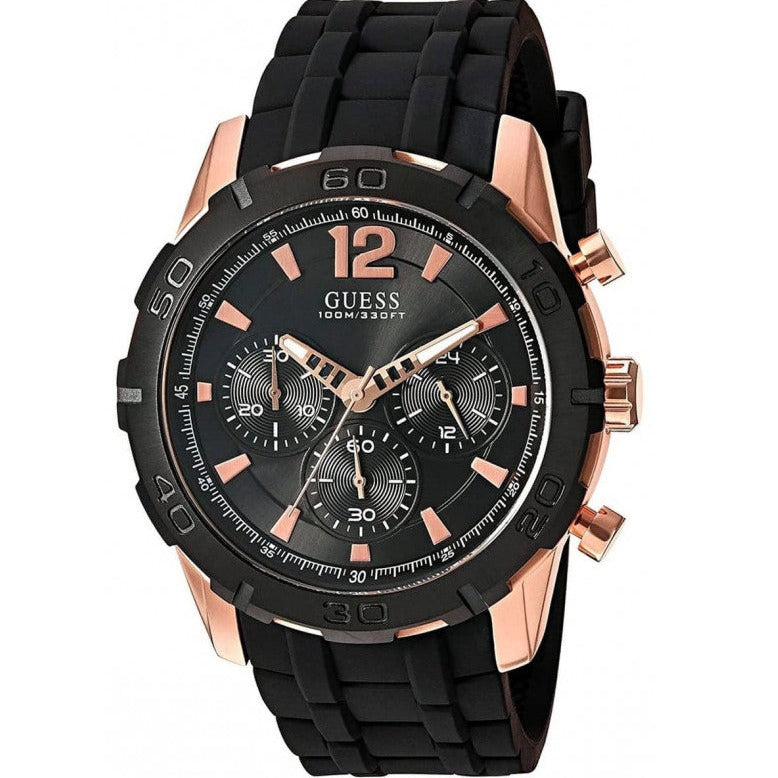  Shop Authentic Guess Caliber Chronograph Black Dial Black Rubber Strap Watch for Men  - W0864G2 - Luxxuri