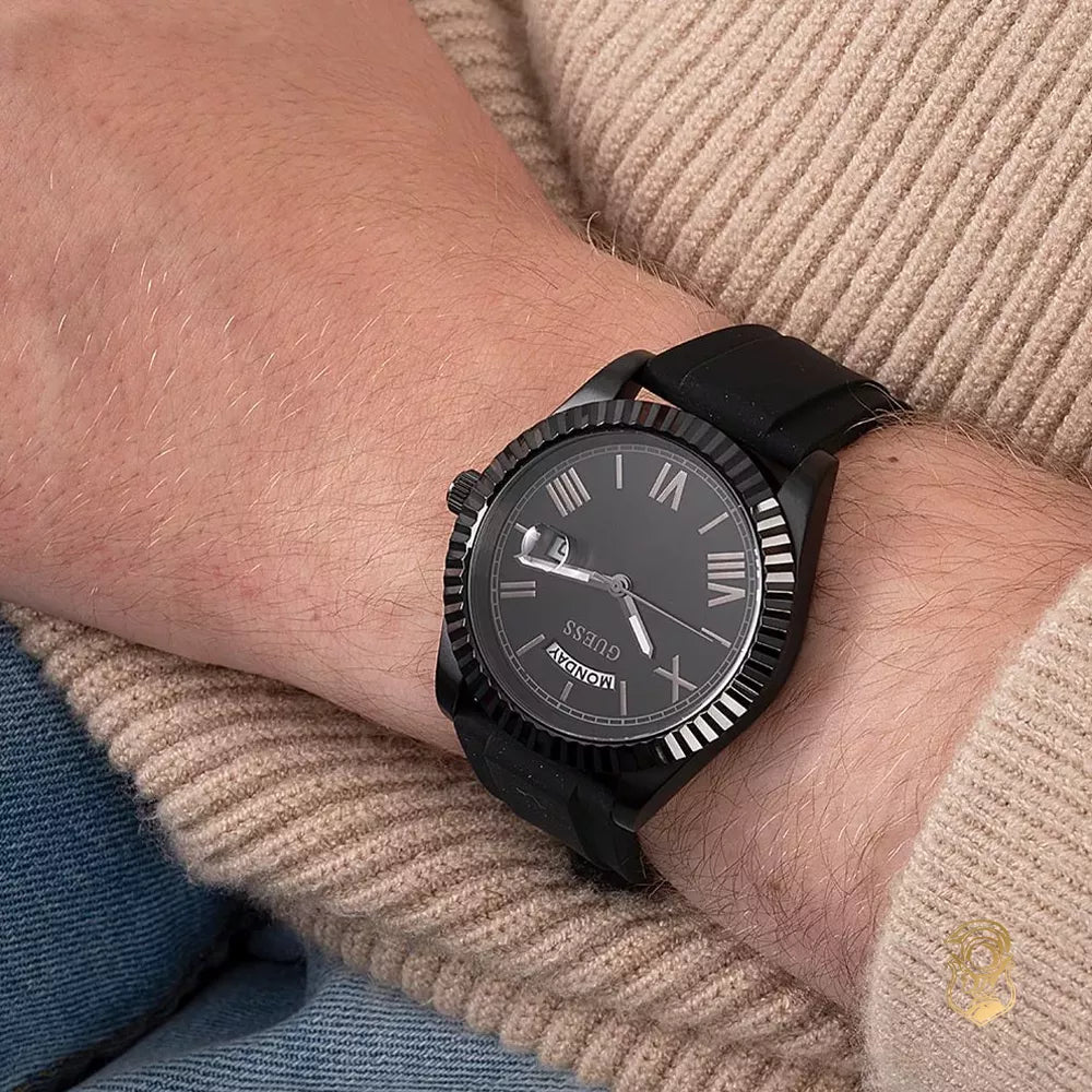  Shop Authentic Guess Connoisseur Black Dial Black Leather Strap Watch For Men - GW0353G1 - Luxxuri