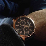  Shop Authentic Guess Exec Chronograph Brown Dial Brown Leather Strap Watch For Men - W0076G4 - Luxxuri