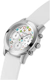  Shop Authentic Guess Wanderlust Crystals Silver Dial White Rubber Strap Watch for Women - W1059L1 - Luxxuri