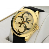  Shop Authentic Guess G Twist Gold Dial Black Leather Strap Watch for Women - W0911L3 - Luxxuri