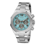  Shop Authentic Guess Empire Chronograph Quartz Sky Blue Dial Silver Steel Strap Watch For Men - GW0489G3 - Luxxuri
